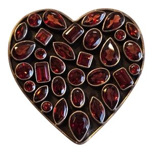 Nicky Butler Garnet Stering Silver Heart Pendant Brooch